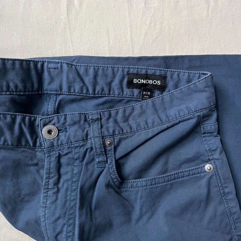 Bonobos Lightweight Travel Jeans | Coastal Blue | 31x32 Tailored Slim Men's